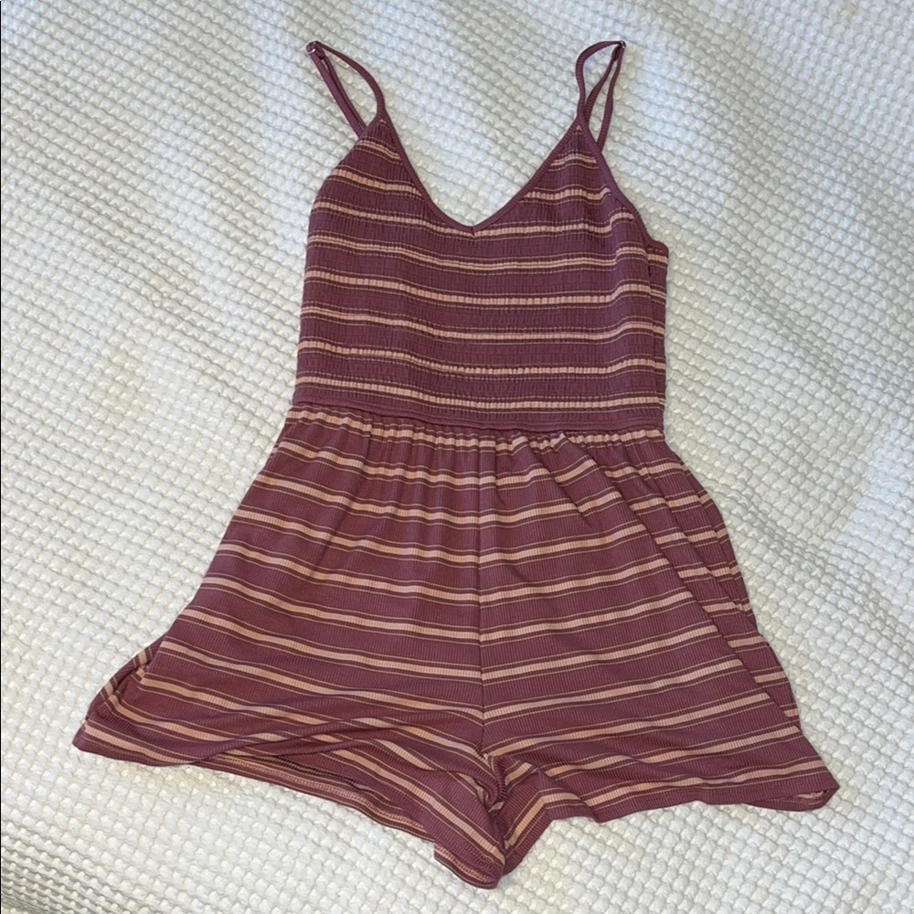 Striped Burgundy and Pink Romper